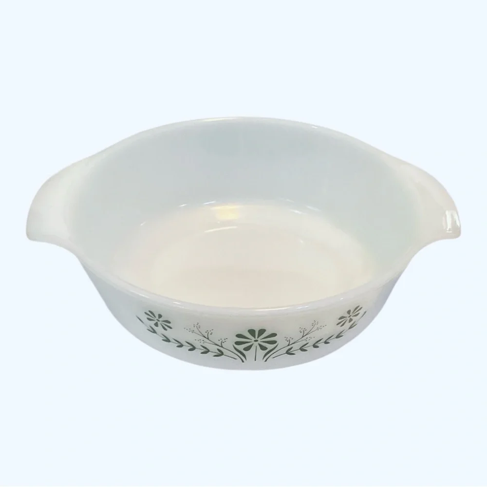 Vintage Glasbake Green Daisy Casserole Dish | Milk Glass | Oven-Proof #437